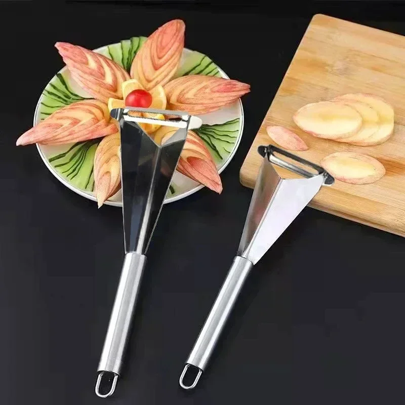 Stainless Steel Fruit Carving Knife Triangular Shape Vegetable Knife Slicer Fruit Platter Non-slip Carving Blade Kitchen Tool