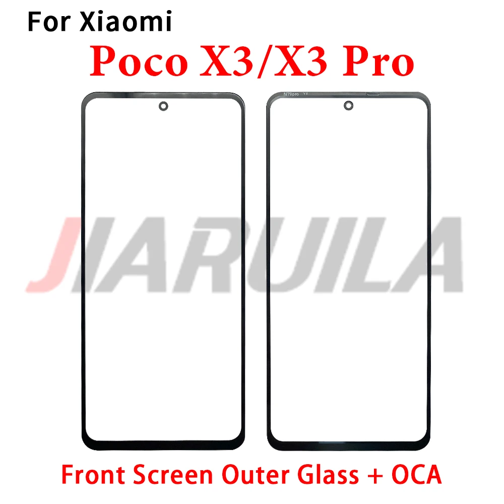 Verre extérieur d'écran avant avec OCA pour Xiaomi Poco X6 Pro F3 F4 GT C40 F5 Pro M3 M4 X3 F3 Pro X4, pièces de réparation d'objectif externe LCD