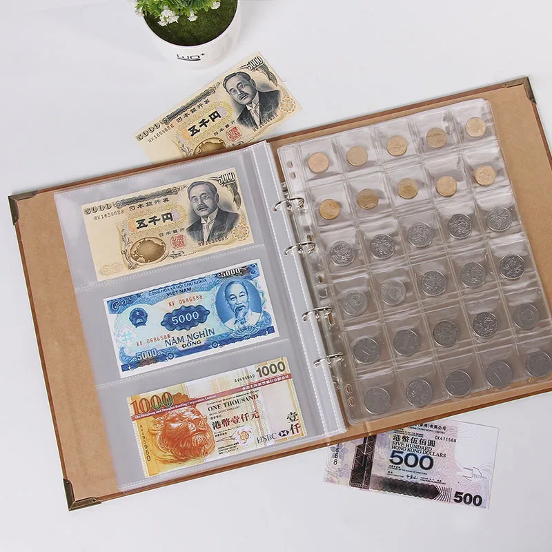Leather Coin Collection Book - 150Coin Slot + 240A paper money slot