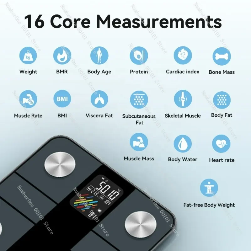 Multi Functional Home Healthy Electronic Smart Scale VA Screen Heart Rate Body Fat Scale Connected App