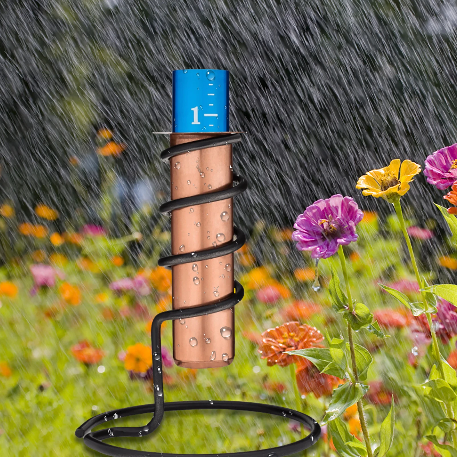 Unique Copper Rain Gauge High Accuracy Garden Floating Rain Measure Gauge for Outdoor Garden Lawn Backyard Patio Pathway