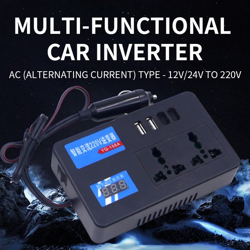 

【MO】Портативный автомобильный инвертор-преобразователь с портами быстрой зарядки, автомобильное зарядное устройство 12В/24В в 220В, инвертор для автомобилей и грузовиков