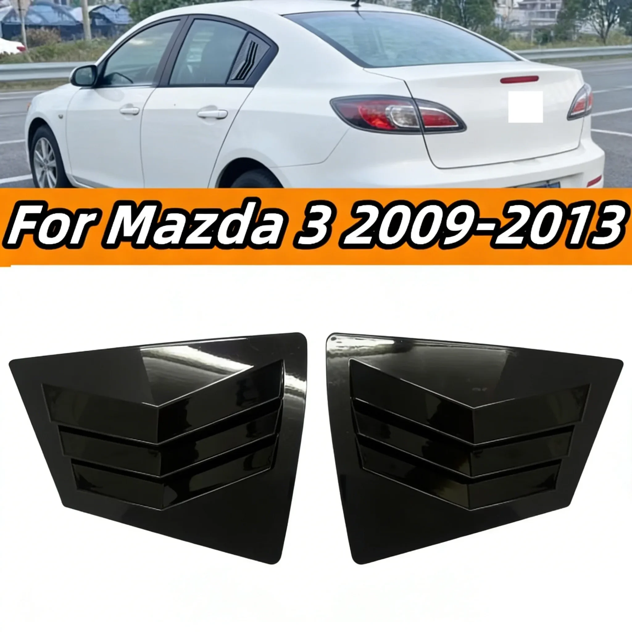 For Mazda 3 2009-2013 Car Rear Louver Window Side Shutter Cover Trim Sticker Vent Scoop ABS Carbon Black Auto Car  Accessories