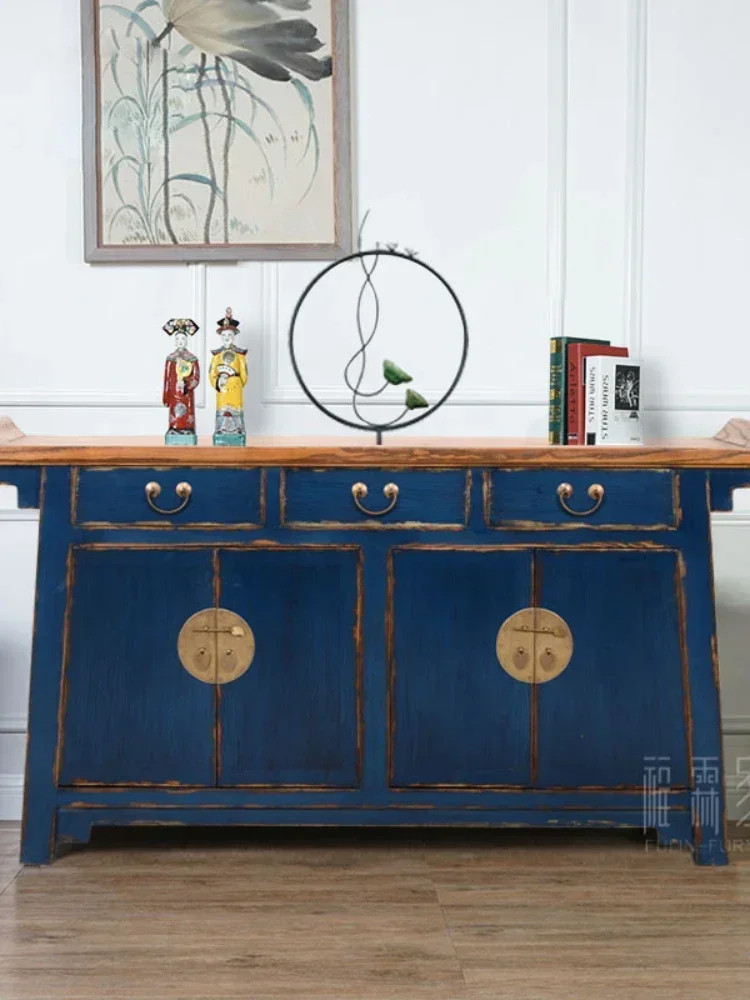New Chinese Antique Warped Head Side Cabinet Dining TV Cabinet Entrance Cabinet