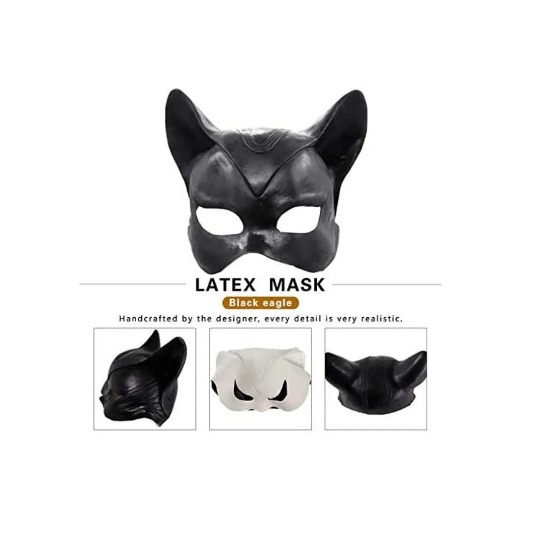 1PC Cat Girl Mask Night Killer Cat Mask Cosplay Half Face Latex Mask Halloween Sexy Cat Woman Party Superhero Movie Costume Prop