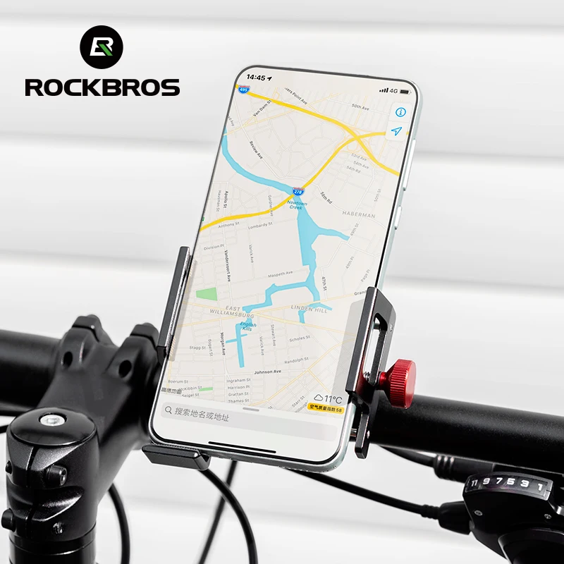 ROCKBROS Bike Phone Holder 360° View Bicycle Phone Holder for 4.7-7 inch Mobile Phone Moto Motorcycle Bracket Shockproof Bracket