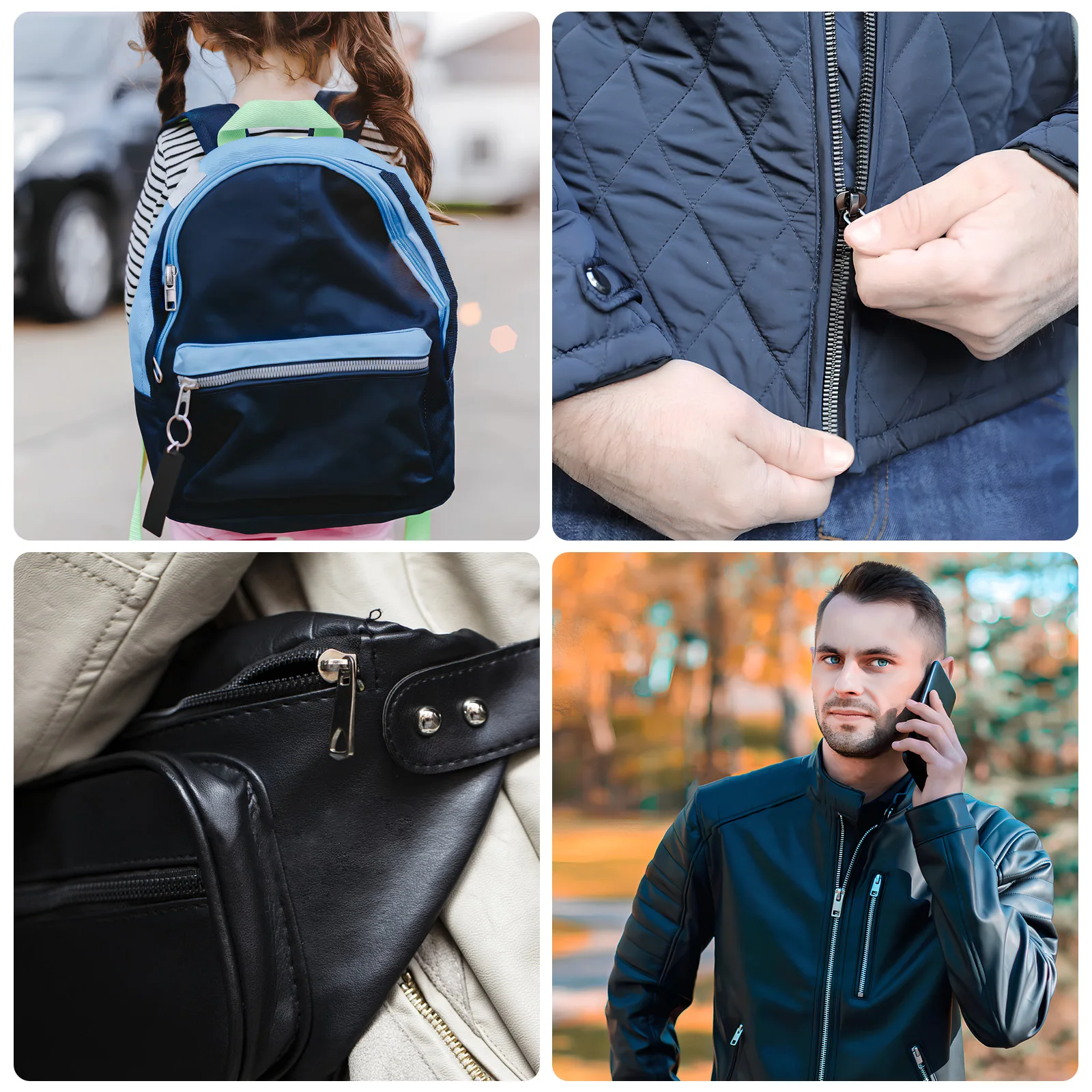 

1 set 1 Set Resin Heads Metal Sliders Replacement Repair Kit For Jackets Bags Clothing Zipper Pull Tabs Stops Zipper Supplies