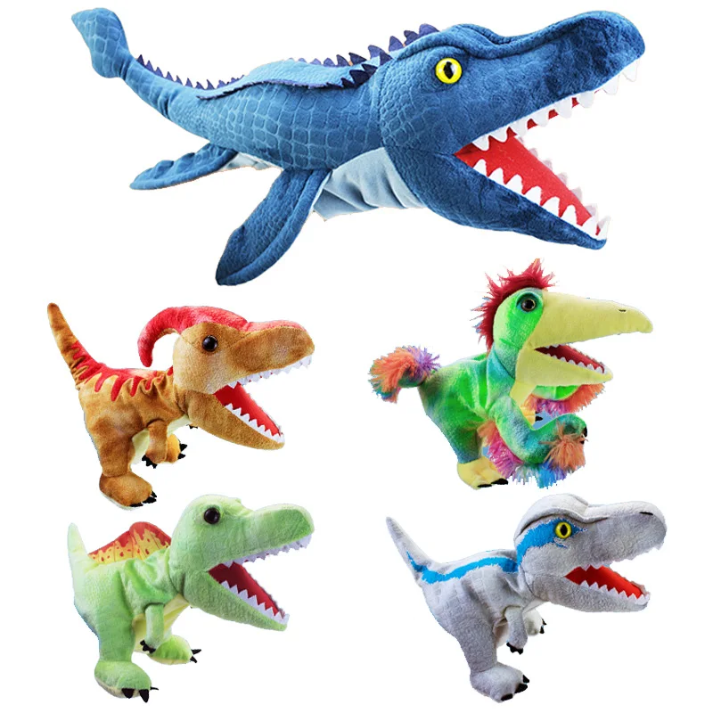 Nieuwe 11 Stijl Dinosaurus Handpop Knuffels Kleuterschool Prestatie Handbediening Glovestriceratops Tyrannosaurus Dilophosaurus