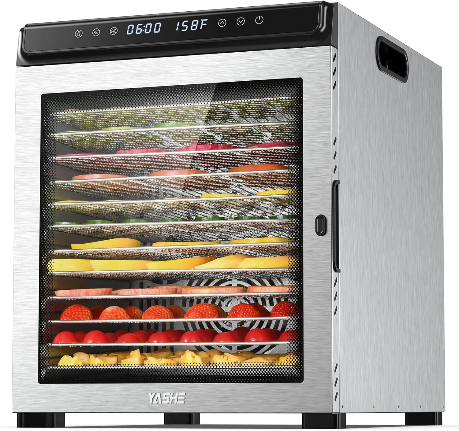 Food Dehydrator Machine 12 Stainless Steel Food Dryer 72H Timer and Temperature Control (95°F-167°F) 1300W Dehydrators