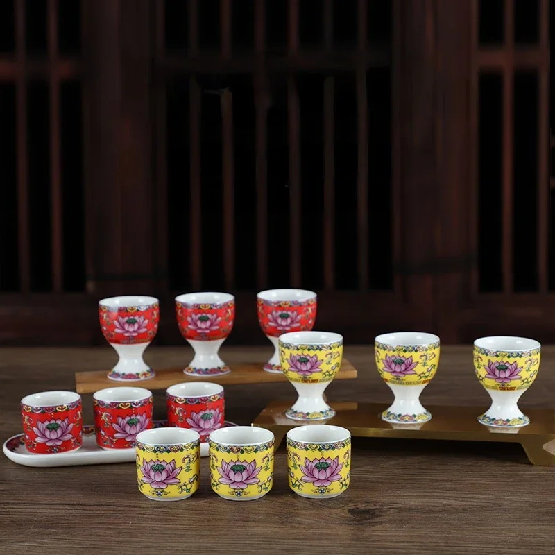 Ceramics Holy Grail Lotus Water Supply Cup Zhaocai Tea Cup Water Supply Cup Buddhist Temple Tribute Ornaments