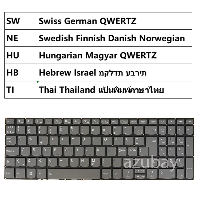 Keyboard For Lenovo v130-15igm v130-15ikb Ideapad S340-15IWL S340-15API Swiss Hungarian Hebrew Thai Swedish Danish Norwegian