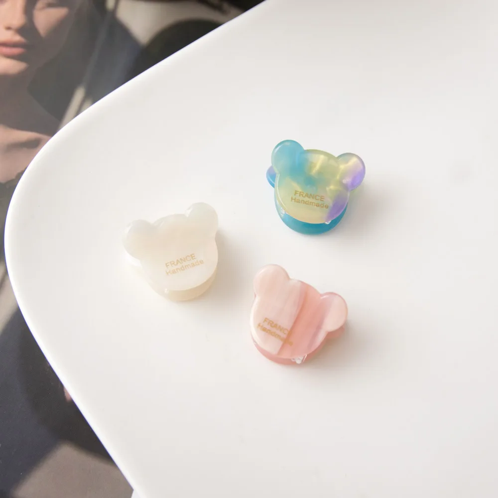 مشبك مخلب الدب اللطيف الكوري للشعر الرقيق من خلات دبوس شعر صغير غير قابل للانزلاق هدية مشبك جانبي