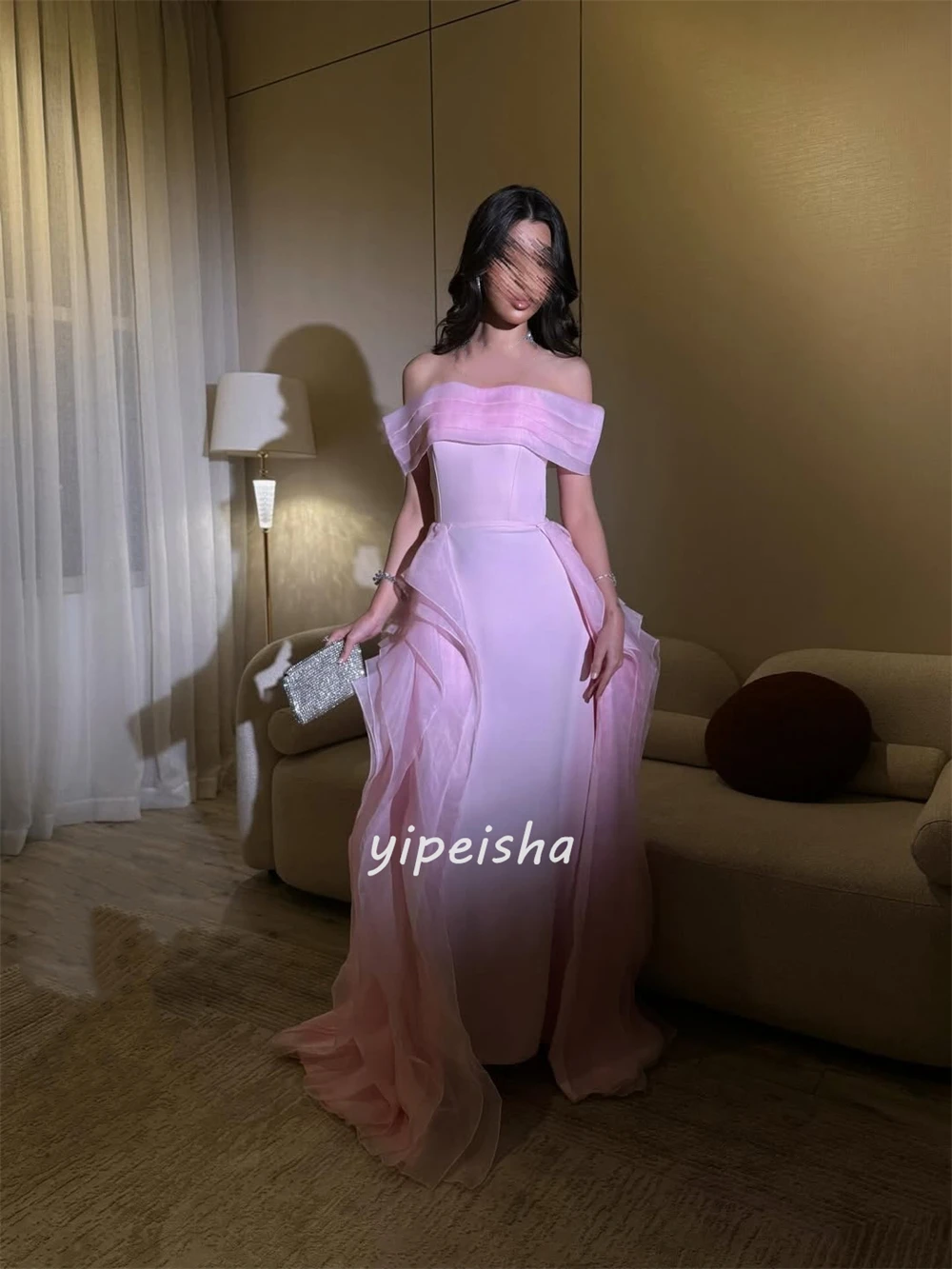 Индивидуальные высококачественные элегантные джерси со складками и рюшами, прямые длинные платья с открытыми плечами, платья для особых случаев на заказ, современный стиль