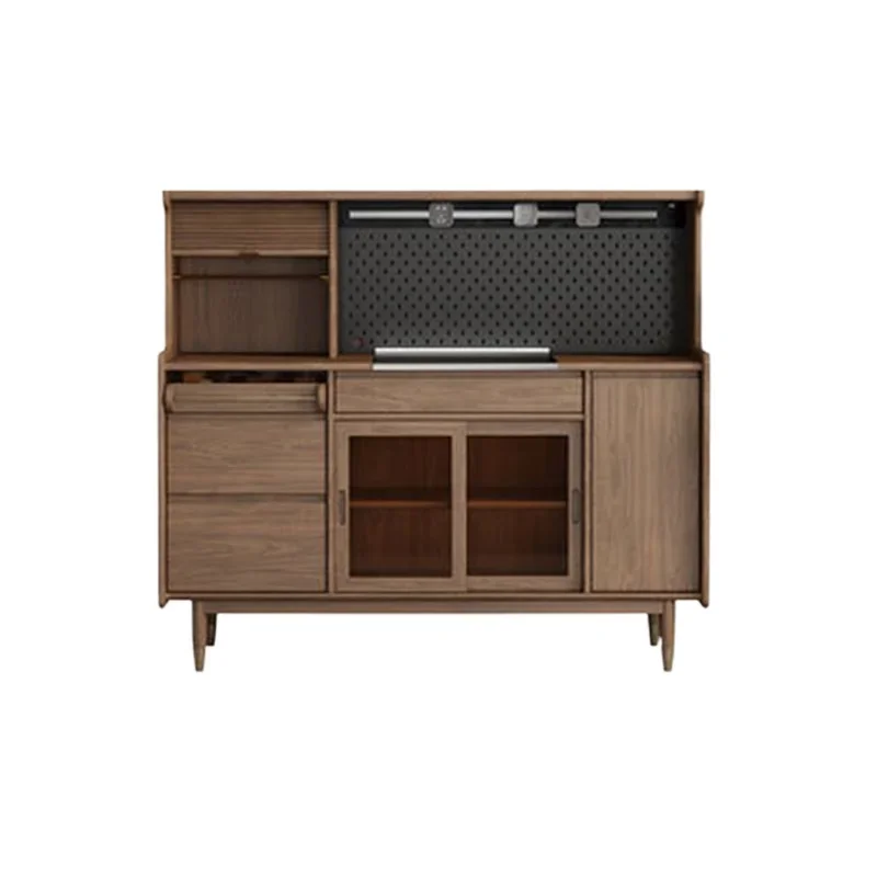 

Nordic black walnut all solid wood side locker multi-layer storage simple kitchen multi-functional locker wall cabinet