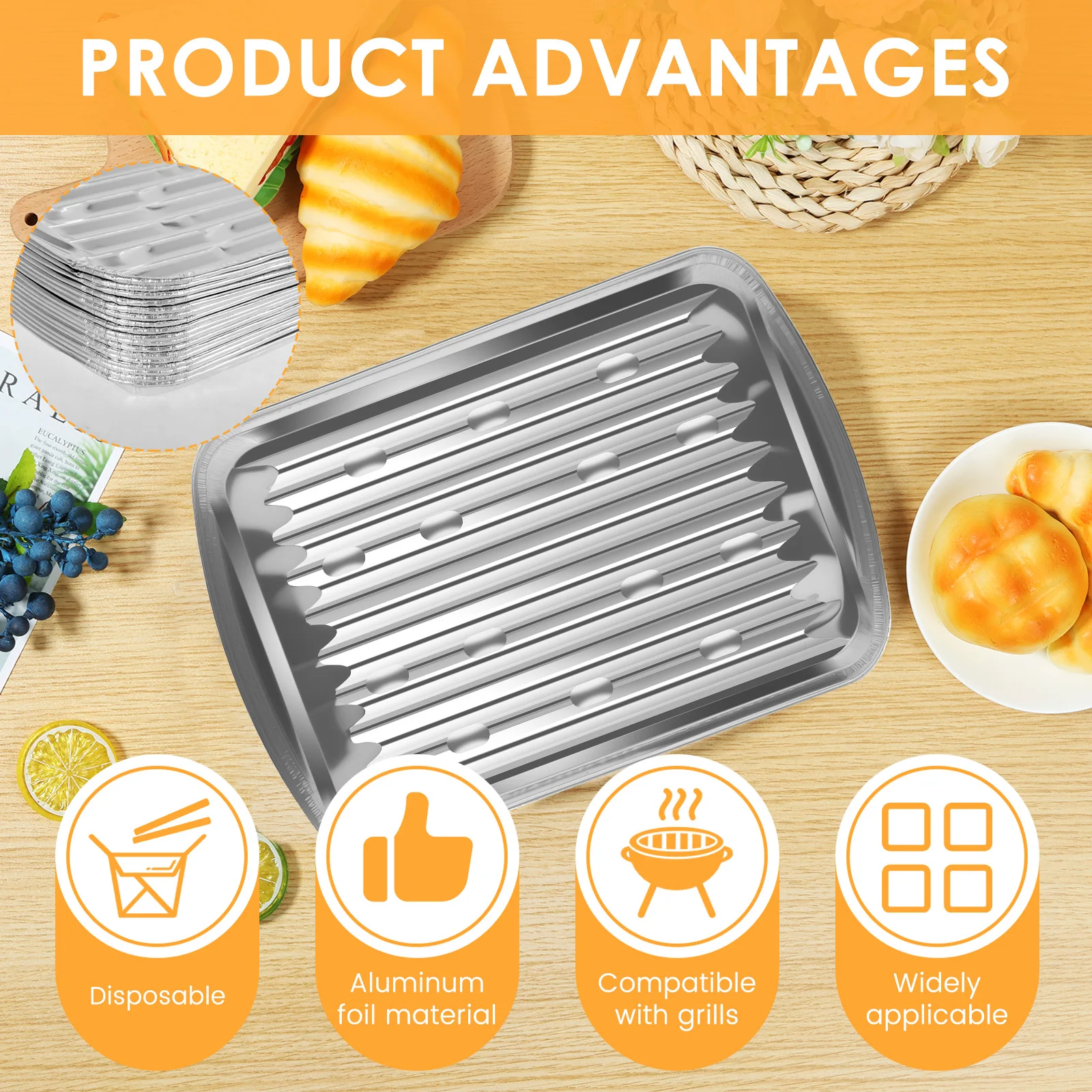 Aluminum Foil Trays Non-Stick Baking Pans Food Grade BBQ Bowl for Outdoor Camping BBQ Picnic Baking Cooking Kitchen Tool view 5