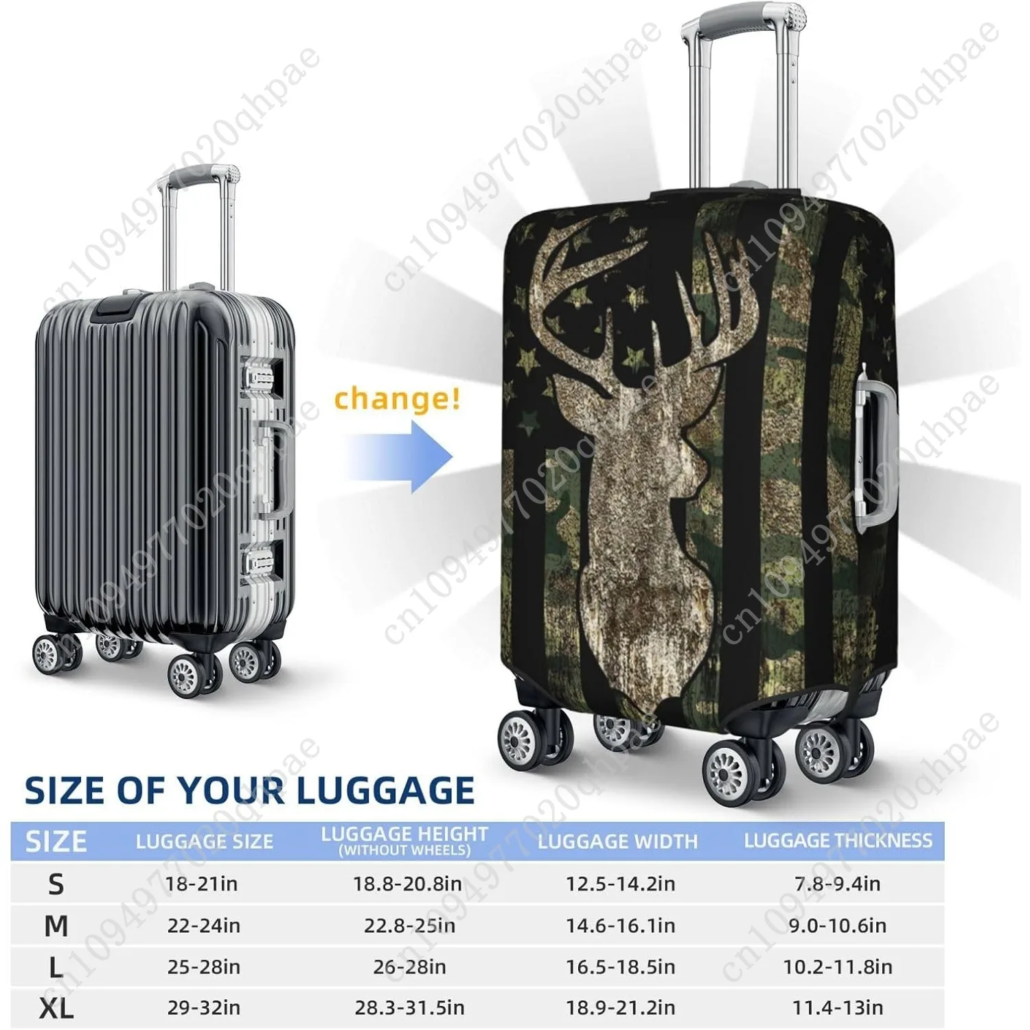 التمويه الصيد التكتيكية الغزلان كامو العلم الأمريكي غطاء الأمتعة مرونة قابل للغسل تمتد حقيبة حامي المضادة للخدش Trave