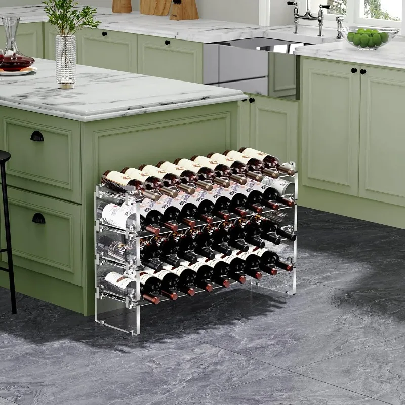 home.Wine Rack Freestanding Floor - 4 Tiers StackableHolder Wine Storage for Kitchen, Bar, Pantry, Wine Cellar and Countertop