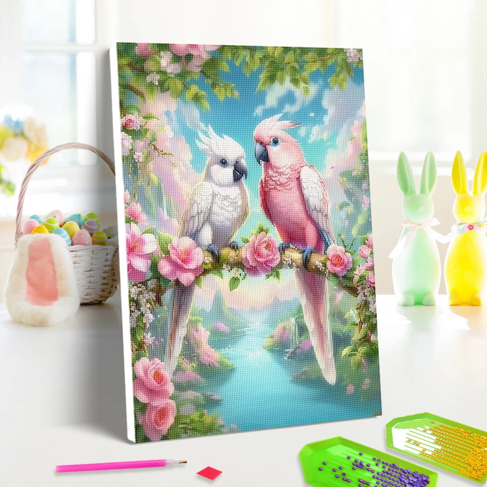 

SDOYUNO 5D Diamond Painting Rhinestones Birds Diamond Art Kit Cross Stitch Kits 20X30cm ready frame Valentines Day Gift Wall Art