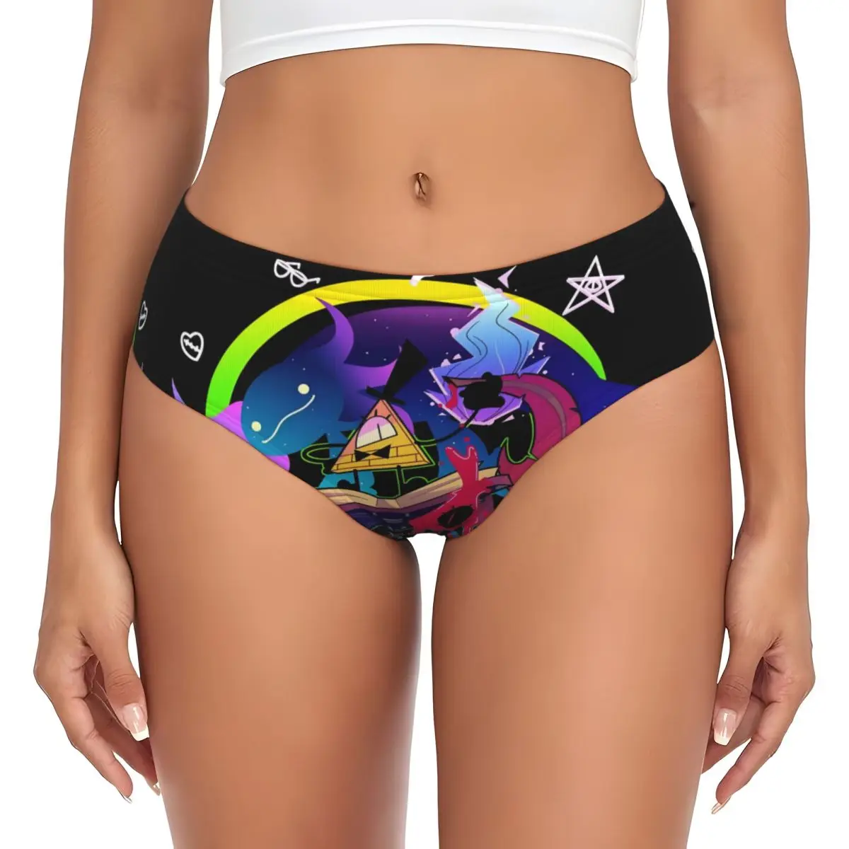 Custom Womens Gravity Falls Printed Panties Stretch Cartoon Animes Briefs Underwear