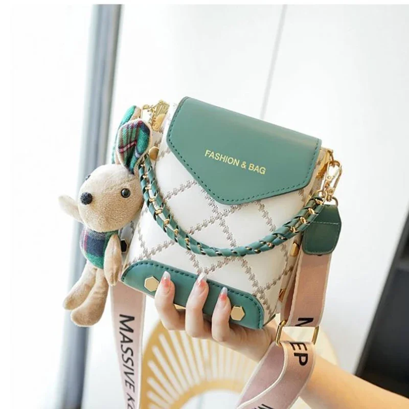 Fashion Women Pattern Shoulder Bag Hardware Chain Strap Color Block Messenger Handbag Composite Crossbody Bag Waist Bag