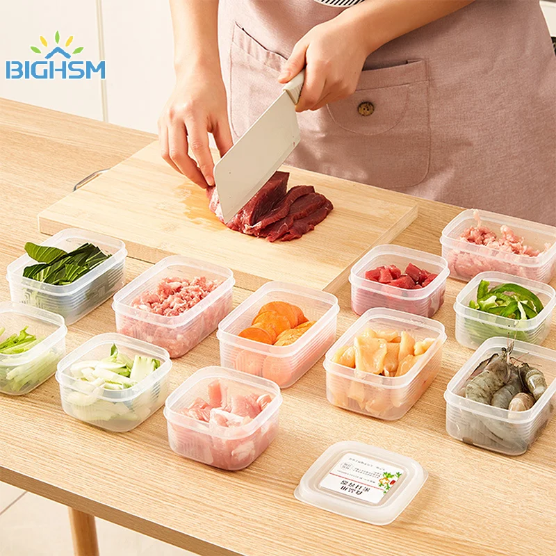 Mini caja de almacenamiento sellada para mantener alimentos frescos, contenedores sellados, organizador de nevera, caja de sellado de congelación de carne de fruta, caja de almacenamiento de cocina