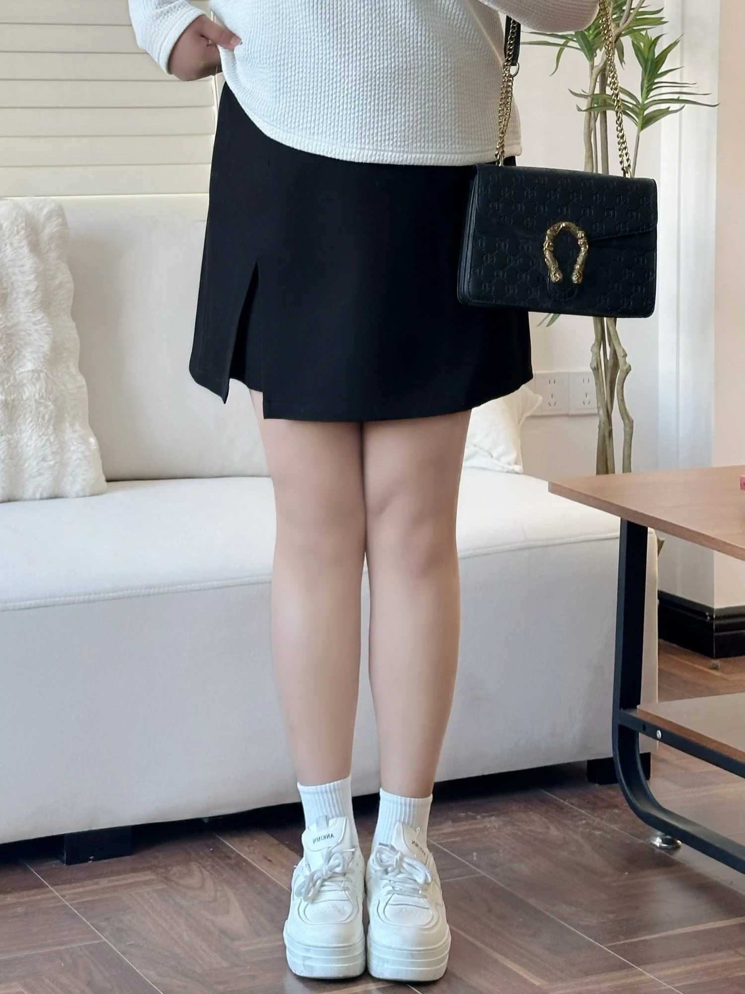 

Spring Fashion High Waist A-Line Skirt for plus Size Women Elastic Back Waist 2026 Slit Design Casual Commute Skirt