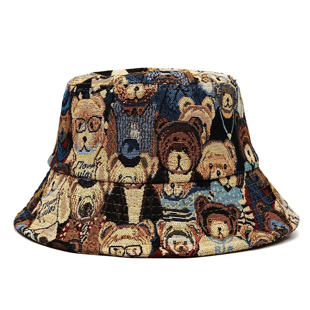 Spring/Summer Fashion Outdoor Sun-proof Basin Cap For Women Bear Print Bucket Hat Unisex Fisherman Hat Men’s Leisure Hat