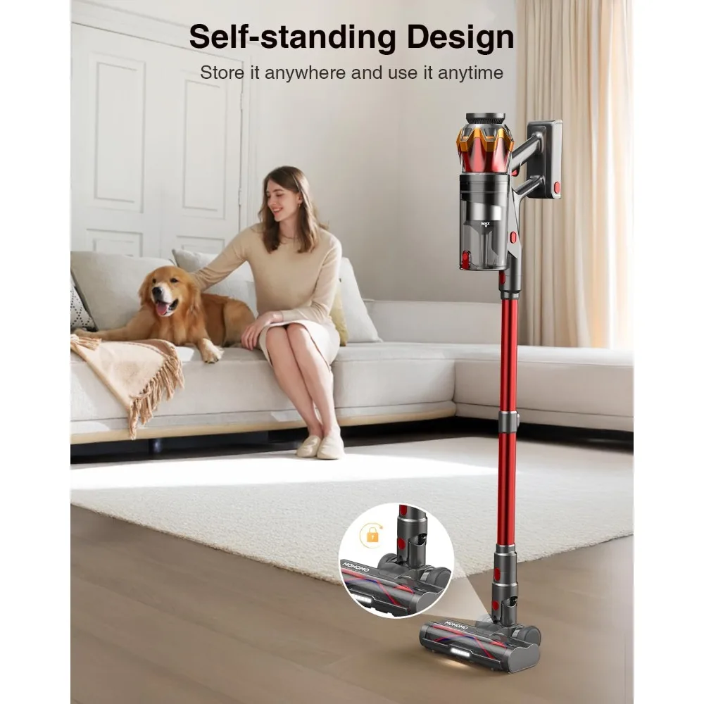 مكانس كهربائية 580 وات 48 كيلو باسكال 65 دقيقة للمنزل، مكنسة كهربائية قائمة بذاتها مع فرشاة مضادة للتشابك وشاشة لمس OLED