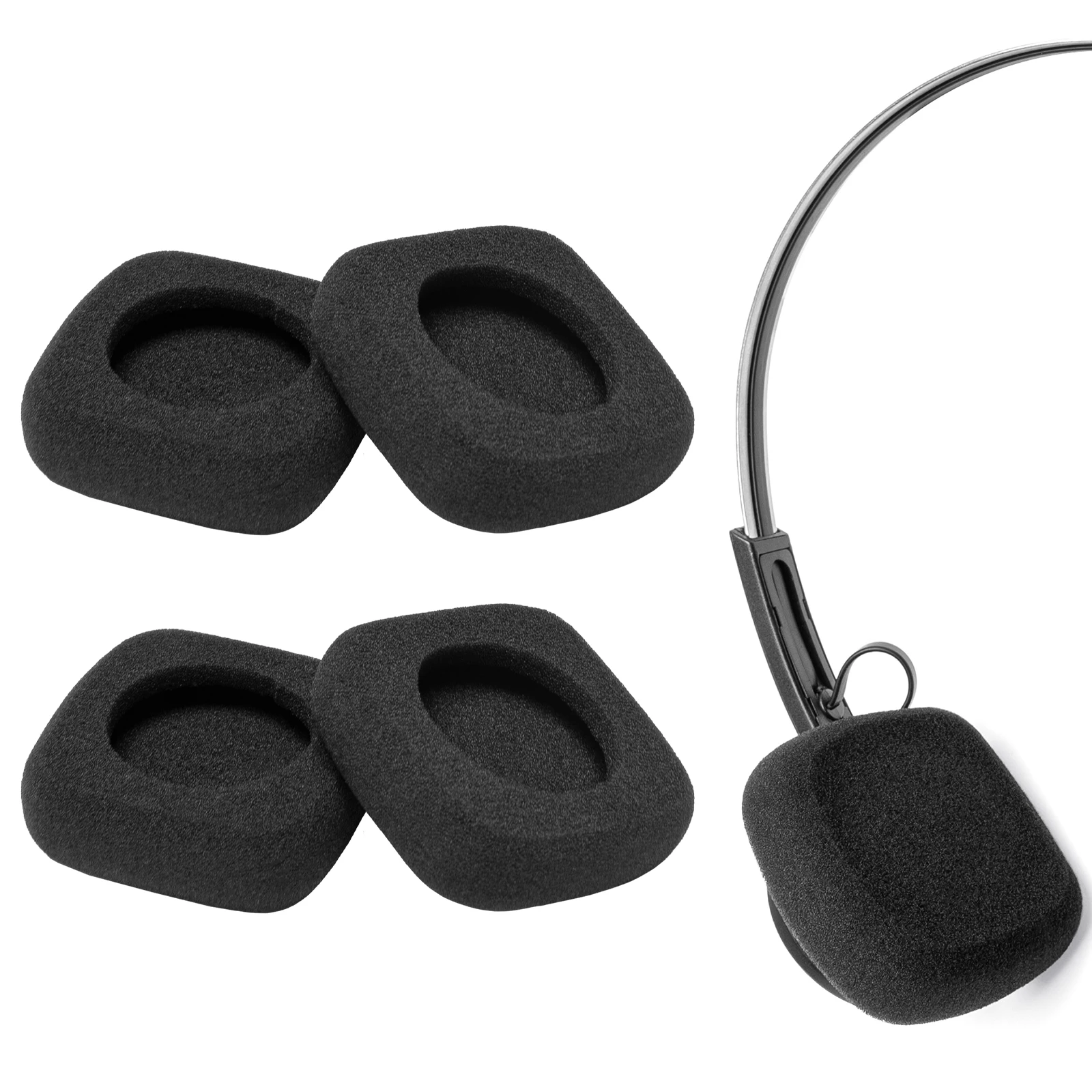 وسائد أذن مربعة من الإسفنج، وسائد أذن من الإسفنج عالي الكثافة لسماعات JLAB Rewind، Rewind 2 اللاسلكية الرجعية - أسود