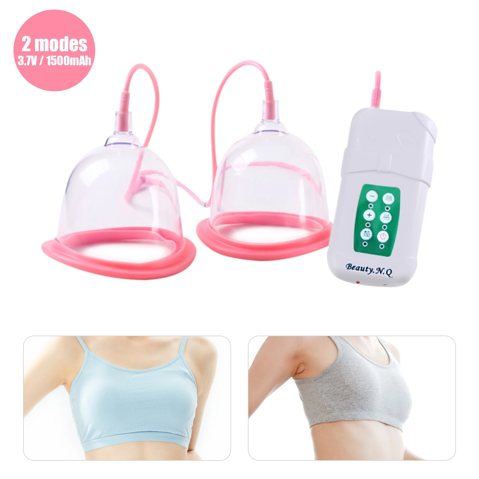 Adjustable Electric Breast Suction Cup, 3 Suction Levels, 15-Min Timer, 2-Hour Battery for Home or Travel