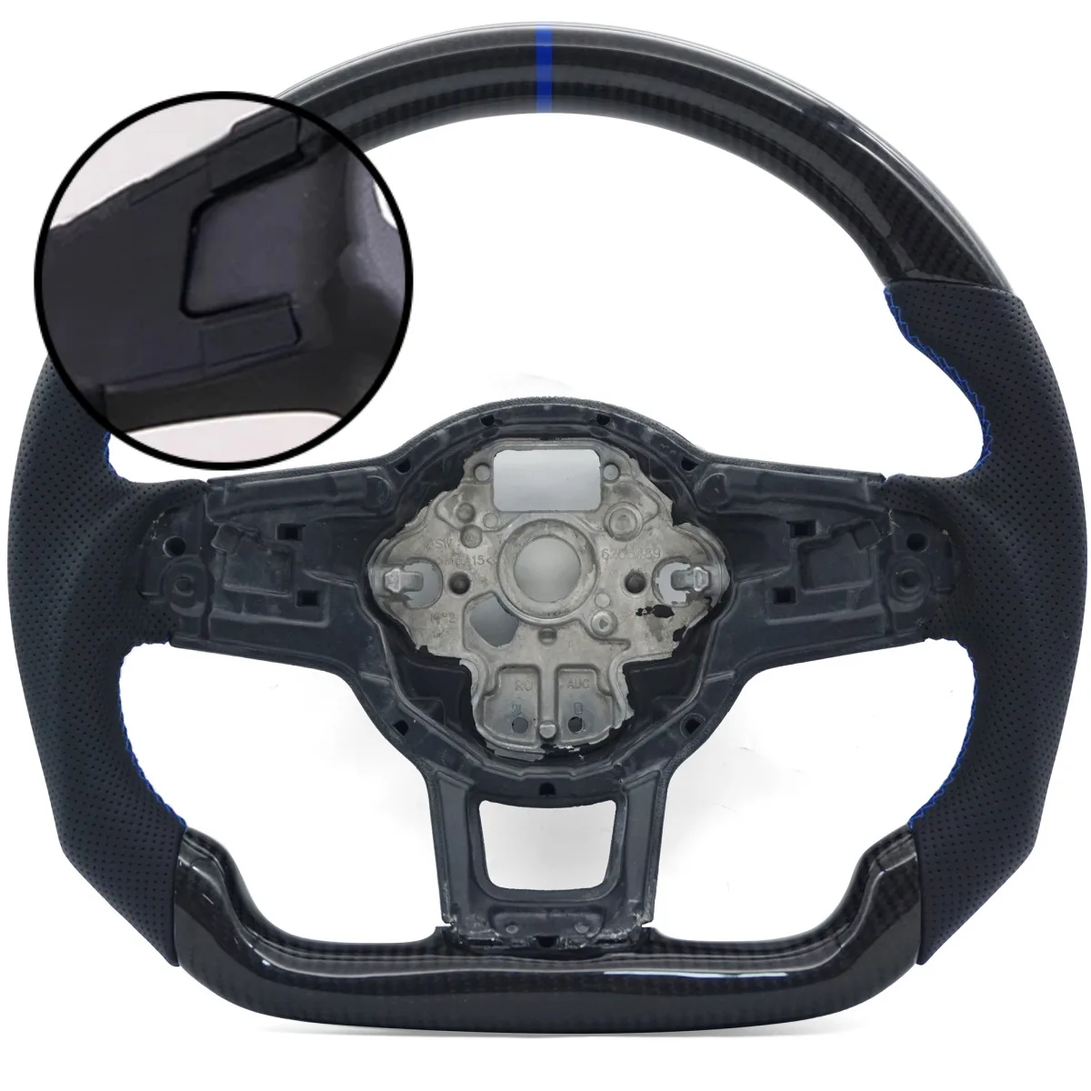 Suitable for Golf 7GTI Golf7 Carbon Fiber RLINE Sports Steering Wheel Blue Correcting Standard with Plug Cover