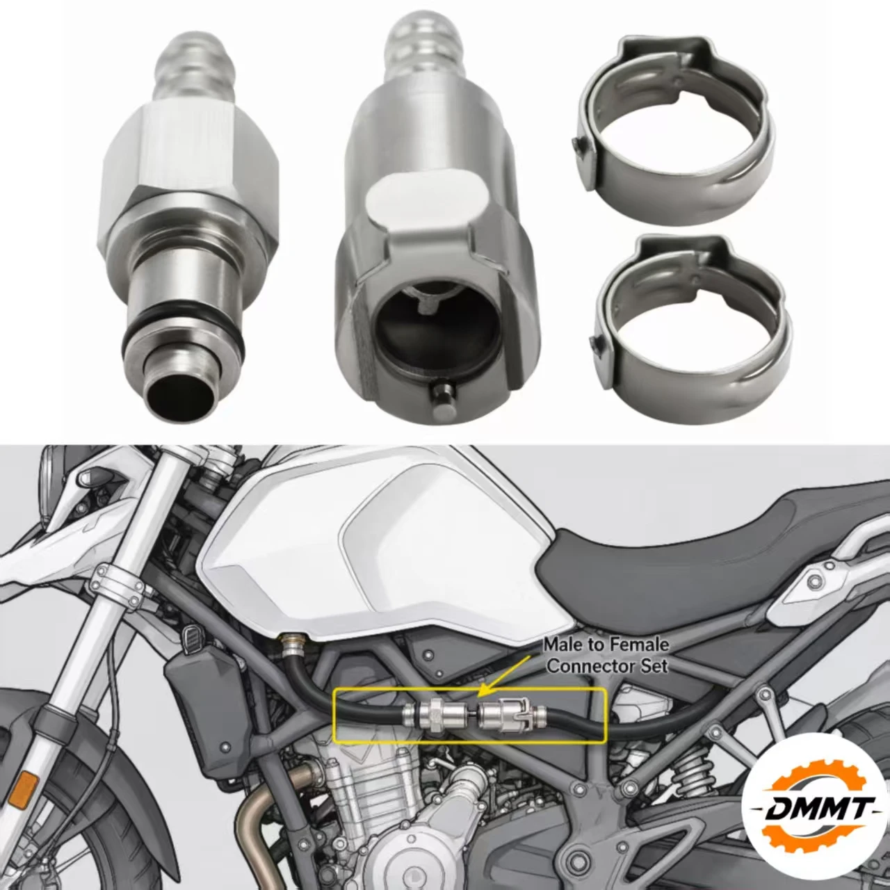 2 Pcs Fuel Line Quick Disconnect Coupling Set For BMW R1100 R1150 R1200C K1200 R nineT HP2 Stainless Steel