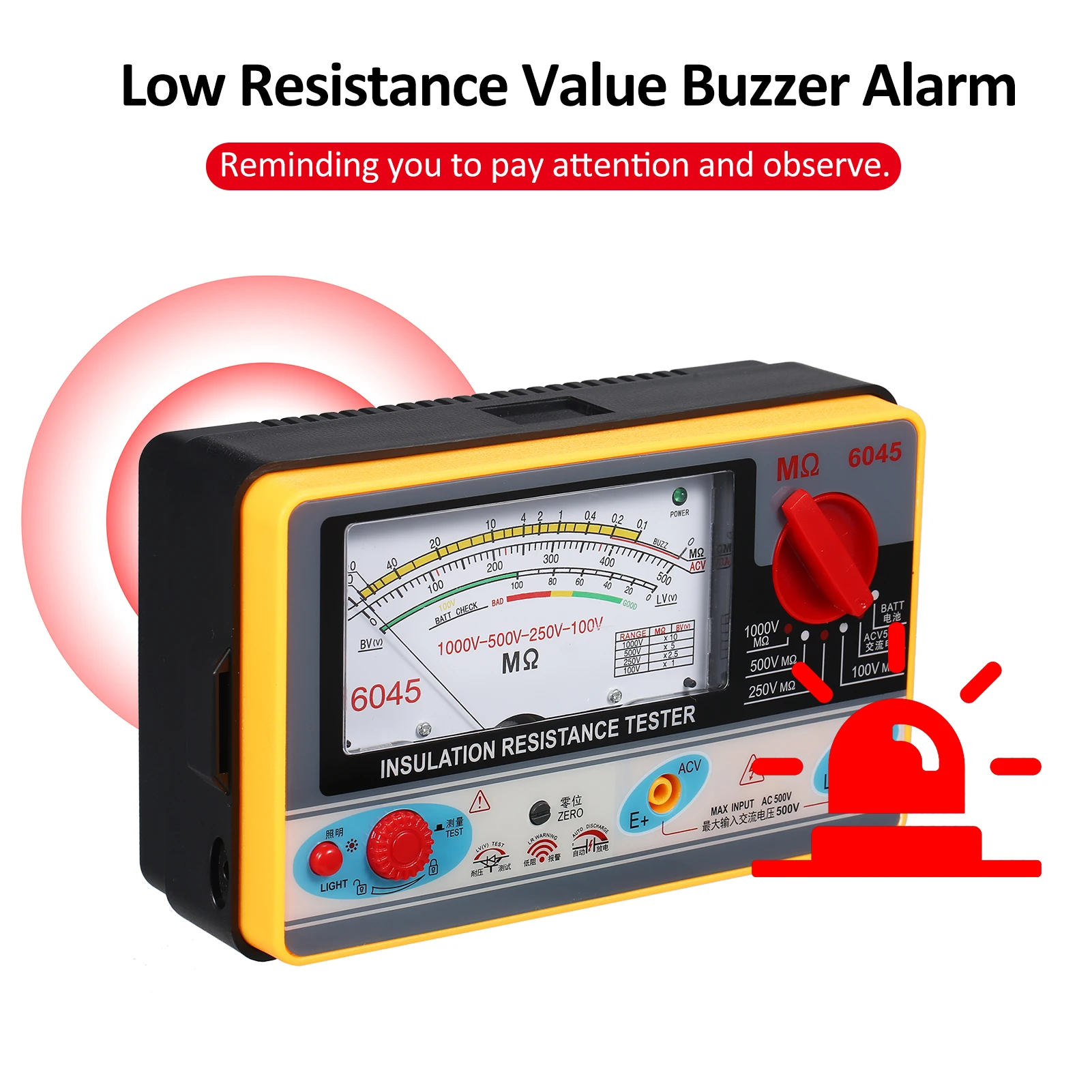 

Insulation Resistance Meter Digital Ohmmeter Handheld Insulation Tester Megameter Megohmmeter Insulation Measurement Instrument