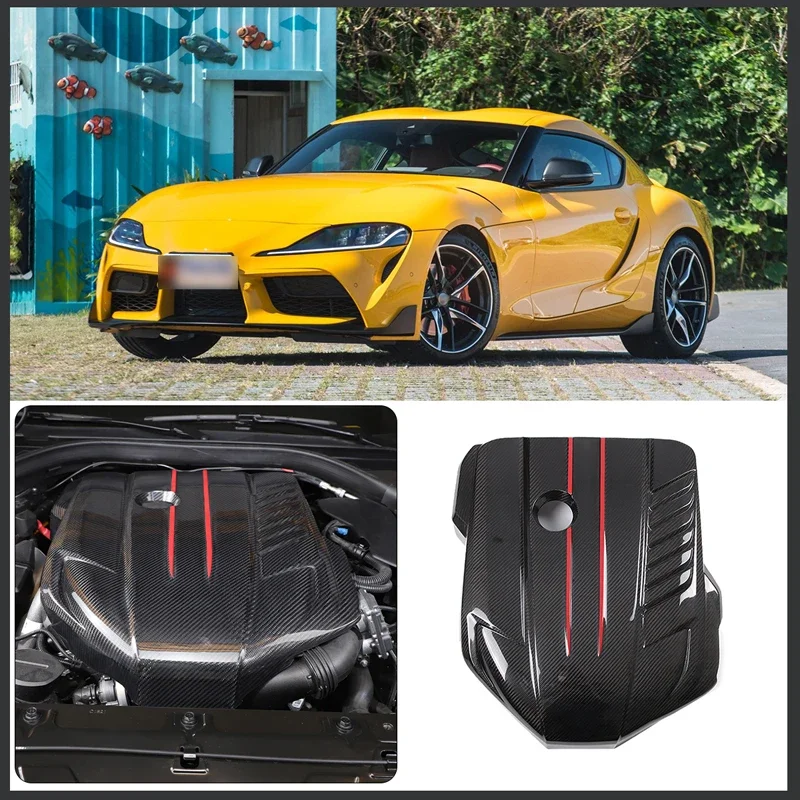 For 2019+ Toyota Supra A90 MK5 Real Carbon Fiber Car Engine Protector Hood Interior Cover Body Kit Car Accessories