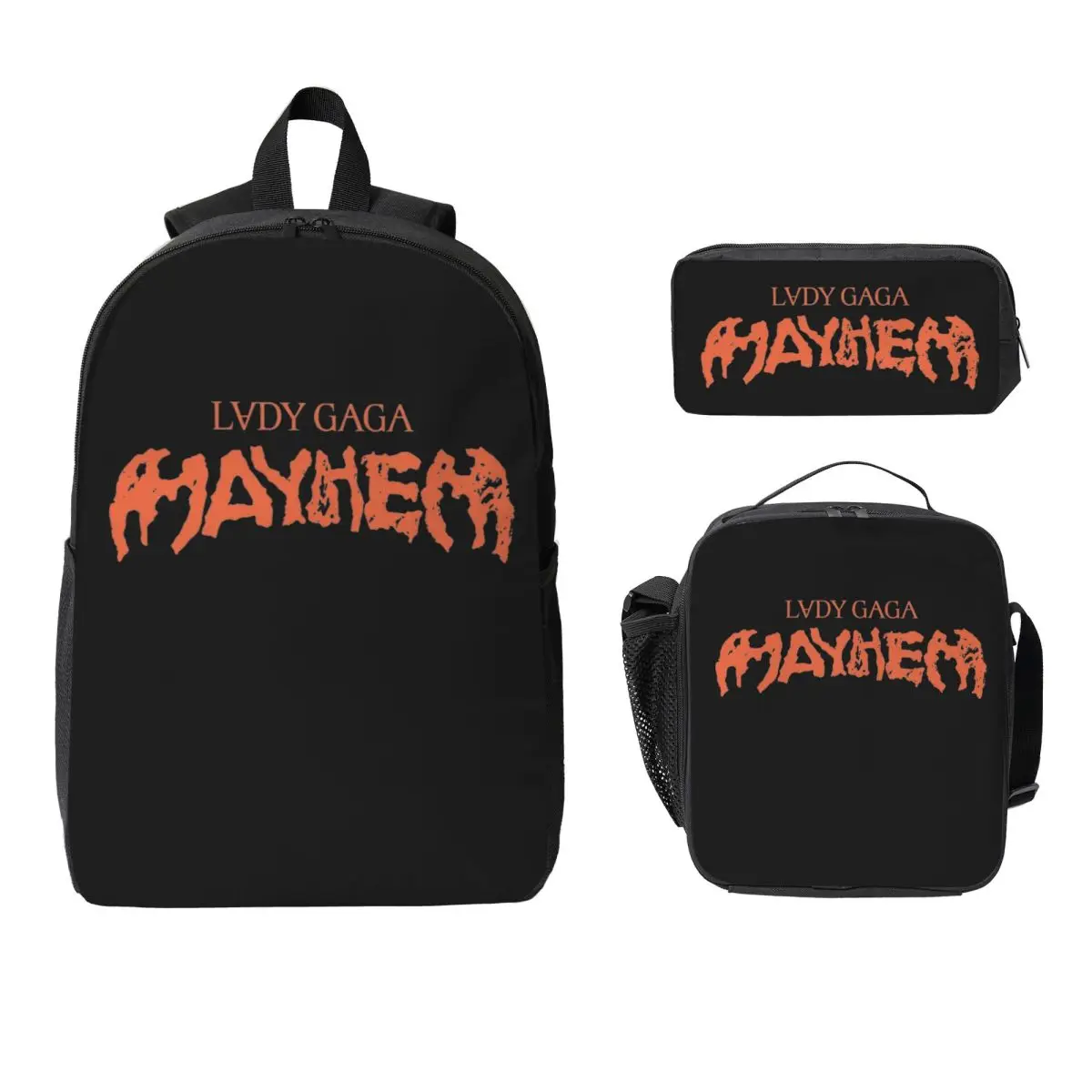 

3Pcs Lady Gaga Mayhem Backpack Set for Children Pencil Boxes Bookbag Sets with Lunch Box For Primary School Students Daypack