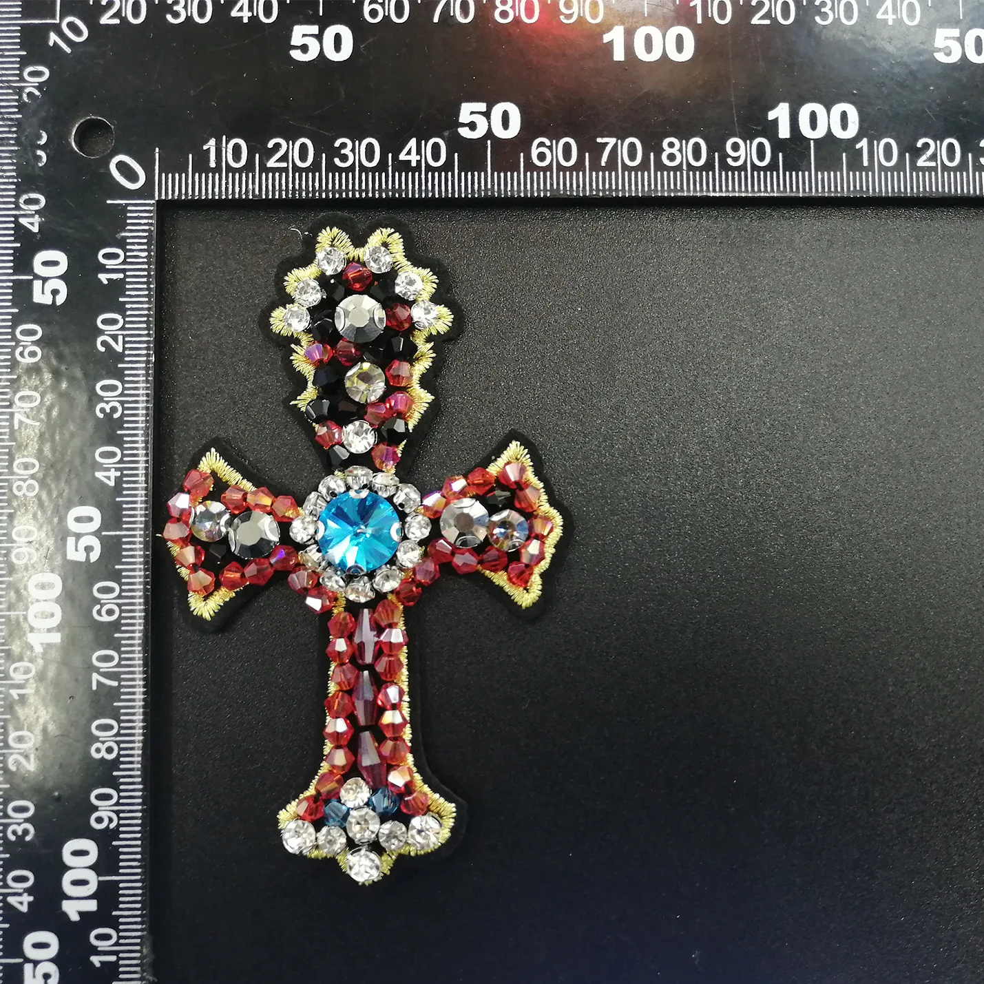 1PCS Handmade beaded crystal cross fabric patch beaded rhinestone moon jewelry accessories DIY clothes shoes decoration