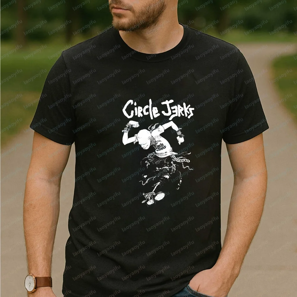 Streetwear F Retro Circle Jerks Summer Trend Short-Sleeved Men's and Women's Universal Shirt Pattern Comfortable T-shirt