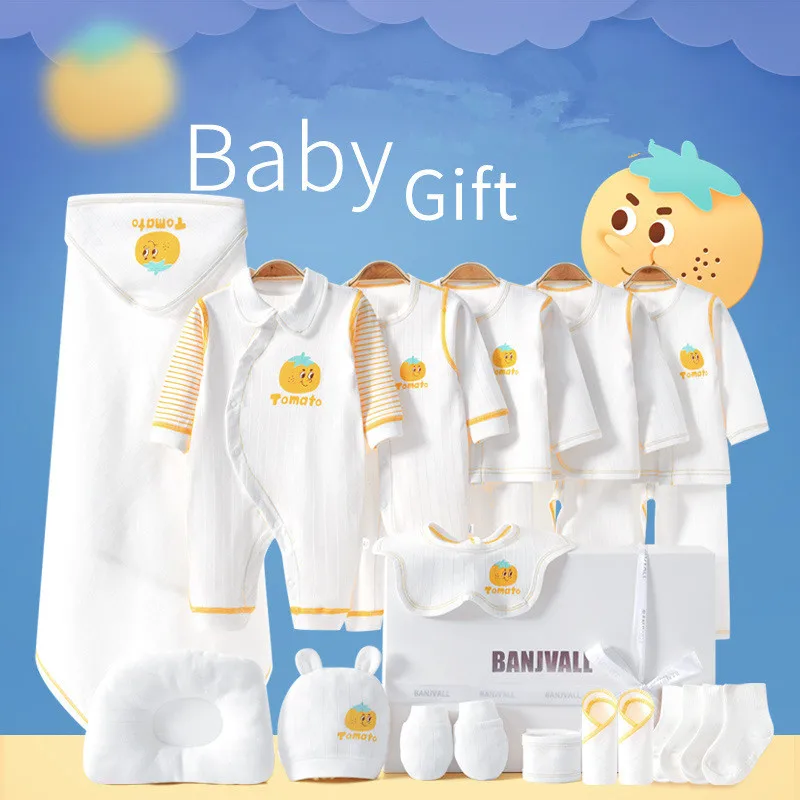 

18/21pieces/lot Newborn Baby Clothes Sets For Girls Boys 100% Cotton Infant Spring Autumn Clothes Outfits Baby Rompers Hat Bibs