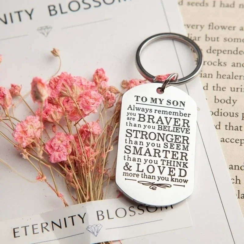 Keychain Gifts To My Son Always Remember You Are Braver Than You Believe Key Ring Charm Family Gifts From Dad Mom  Inspirational