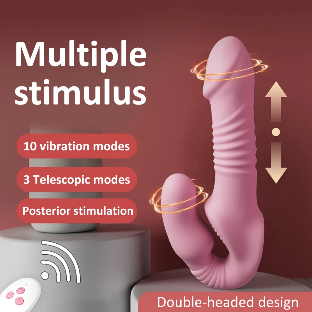 Vibrating Strapless Double Head Vibrators Strap-on Dildo For Couples Lesbian G-Spot Clitoris Stimulate Erotic Sex Toys For Women