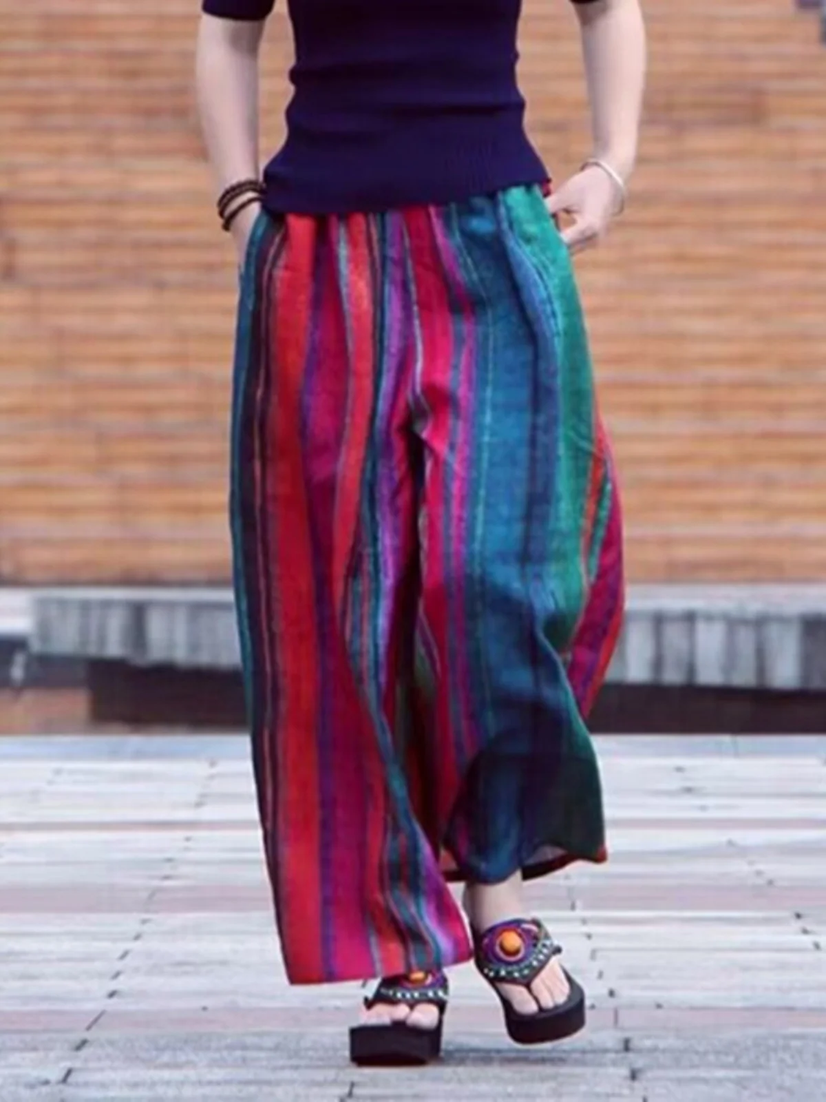 

Весенние повседневные брюки женские свободные утягивающие полосатые широкие брюки модные хлопковые 00% длинные брюки для поездок на работу Sle груша Body pe