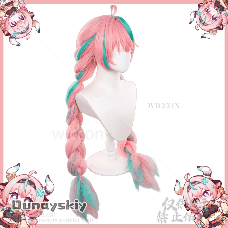 Anime Game Genshin Impact Cosplay Varesa Long Hair Pink Braided Hair Wig For Girls Women 100cm Free Wig Cap Halloween Customized