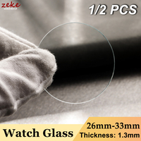 1/2PCS Flat Thickness 1.3mm Round Watch Glass Crystal 26mm-33mm Smart Watch Replacement Lens Glass Mirror Watch Repair Tools Kit