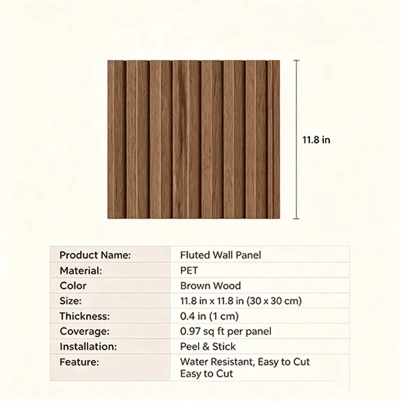 10pcs 30x30cm Glossy Surface Wood Grain Wallpaper Home Decoration Stripe Texture Self-adhesive Foam Wall Stickers Plates Renovat
