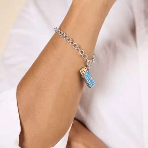 James Avery S925 Sterling Silver Enamel Blue Bell Ice Cream Sandwich Charm, Cookie Dessert Pendant, Texas Food Jewelry Gift