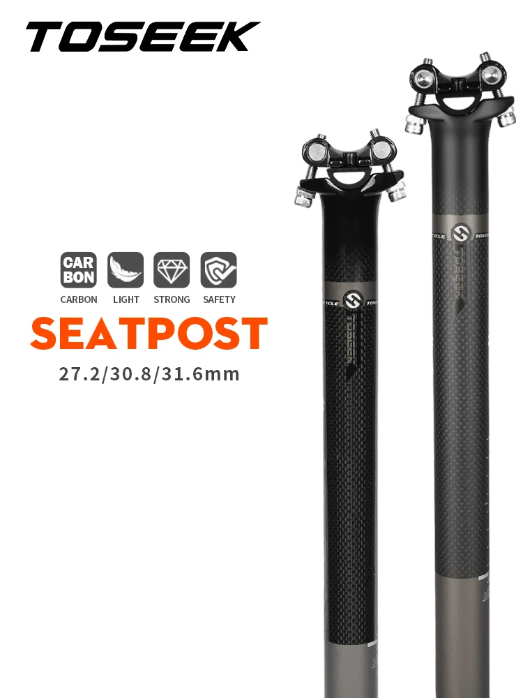AliExpress NONE TOSEEK Carbon Seatpost Offset 0mm Bike Seatpost Carbon 27.2/31.6mm Length 350/400mm Bicycle Seat Post Parts MTB Carbon Canoe