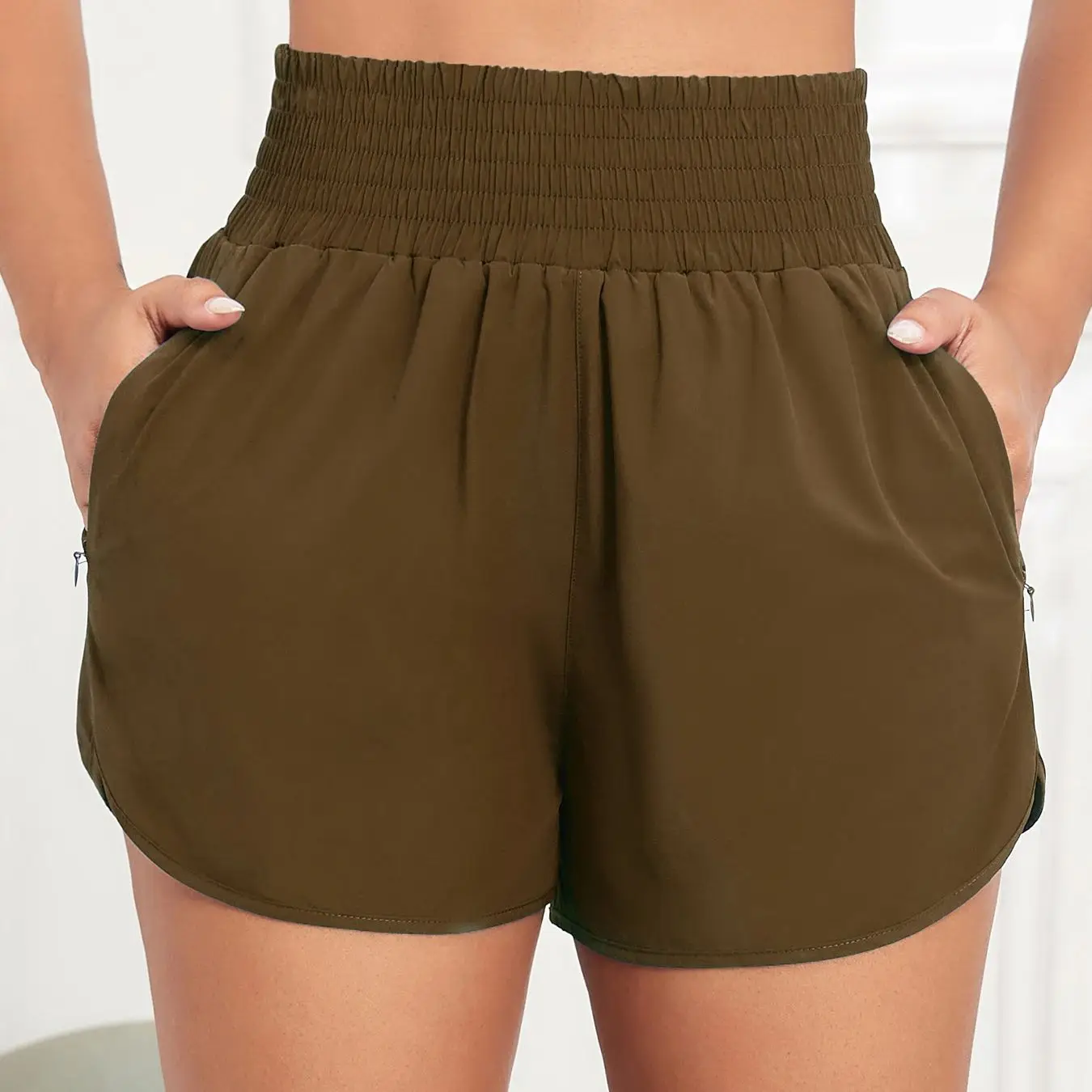 المرأة الجانب انغلق جيب مع بطانة الداخلية السراويل طماق التجفيف السريع تشغيل اللياقة البدنية اليوغا الترفيه الرياضة السراويل طماق #5