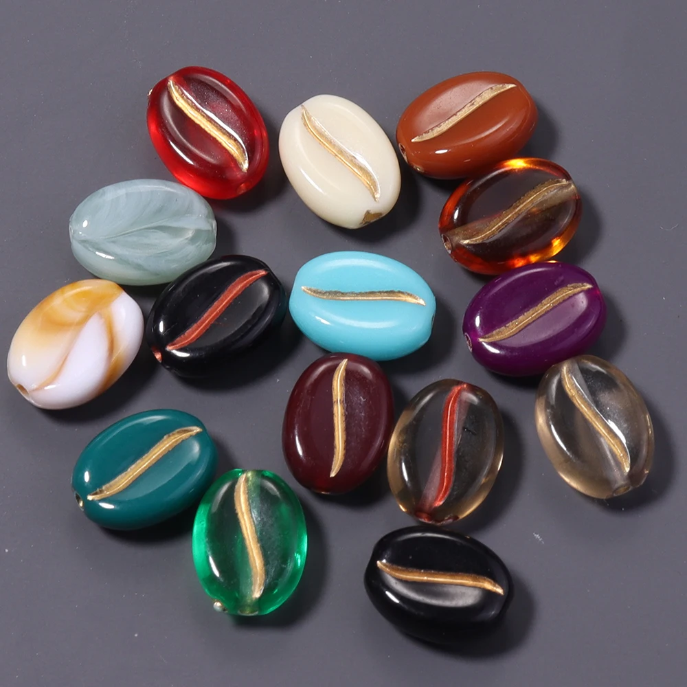 100 Stück/Set Handbemalte Acryl-Kaffeebohnenperlen in verschiedenen Farben, lose Abstandsperlen für die Schmuckherstellung, DIY-Armband- und Halskettenzubehör – Detail 3
