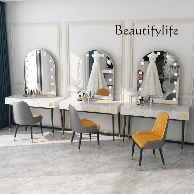 Meja Rias Modern Sederhana dengan Cermin, Meja Rias Profesional untuk Fotografi Pernikahan, Meja Rias Studio Salon Kecantikan