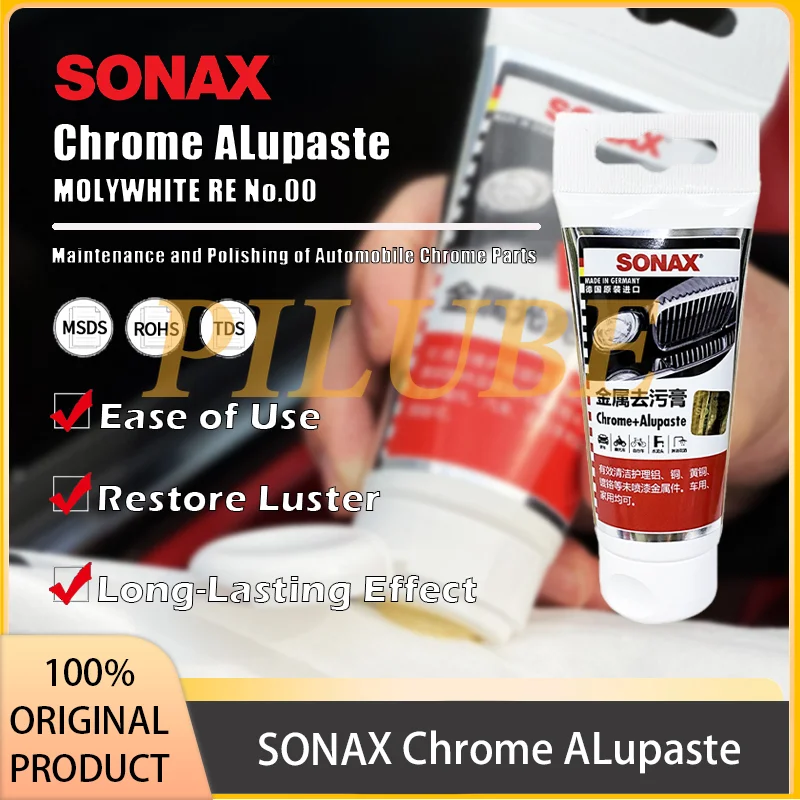 Pasta de mantenimiento y pulido de metales SONAX Chrome ALupaste para piezas de cromo automotriz y mejora de superficies Producto original